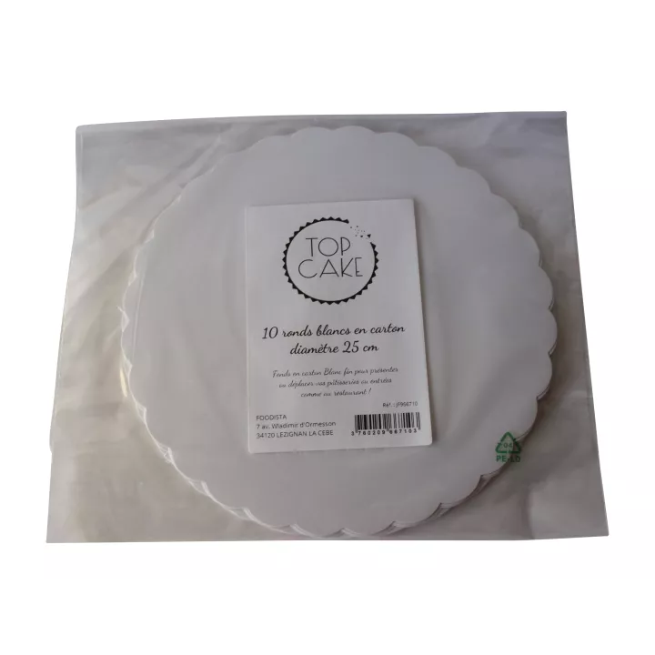 10 ronds blancs en carton diamètre 25