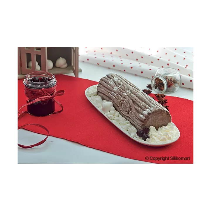 Moule à bûche en silicone Doré avec Tapis