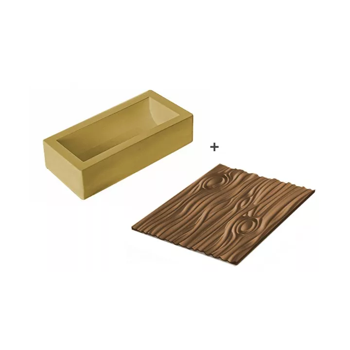 Moule à bûche en silicone Doré avec Tapis