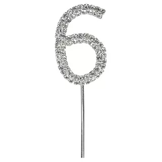 Número 6 en diamantes de imitación