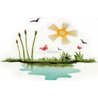 Estêncil de lagoa e borboleta