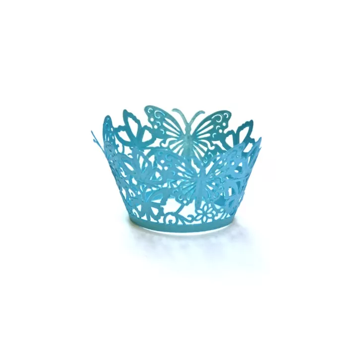 Bagues à cup cakes Papillons bleues