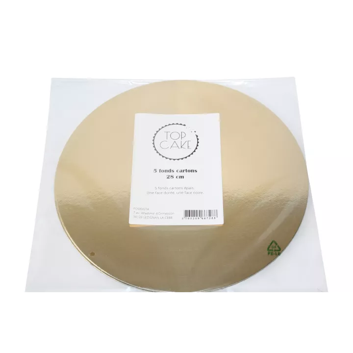 Fond 28 cm en carton doré x 5