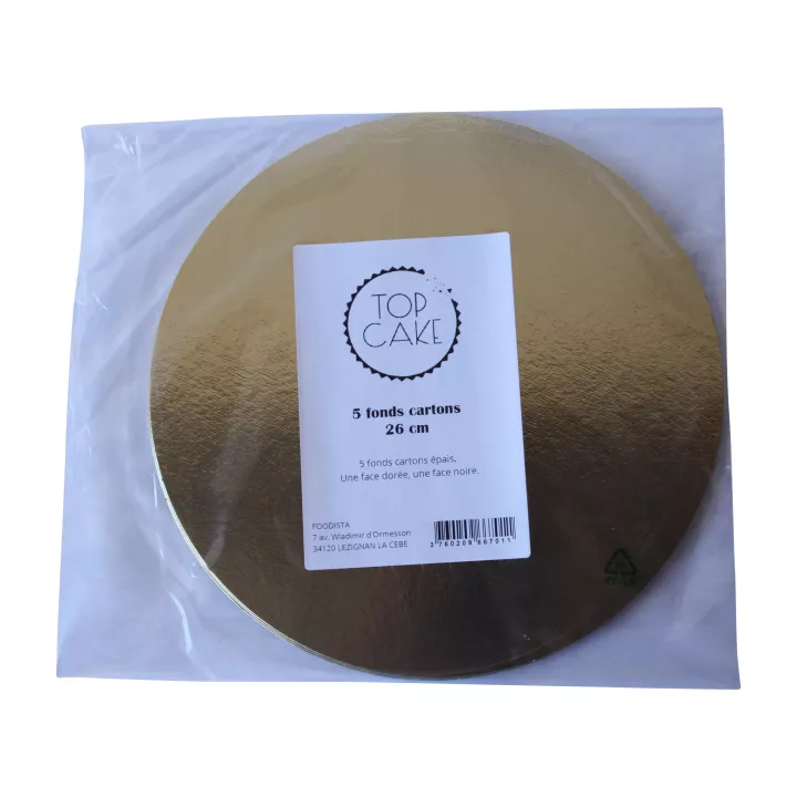 Fond 26 cm en carton doré x 5