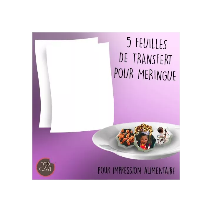 Lot de 5 feuilles de transfert pour Meringues