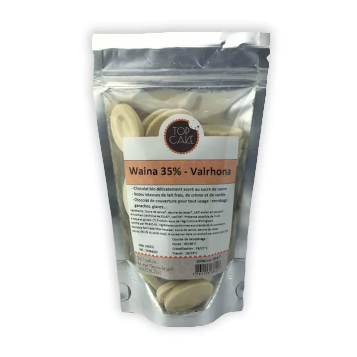 Waina 35 % - Fèves chocolat Blanc Bio Valrhona 200 g
