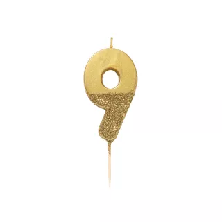 Bougie Chiffre dorée paillettes