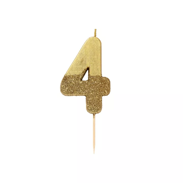 Candela a forma di numero dorato scintillante