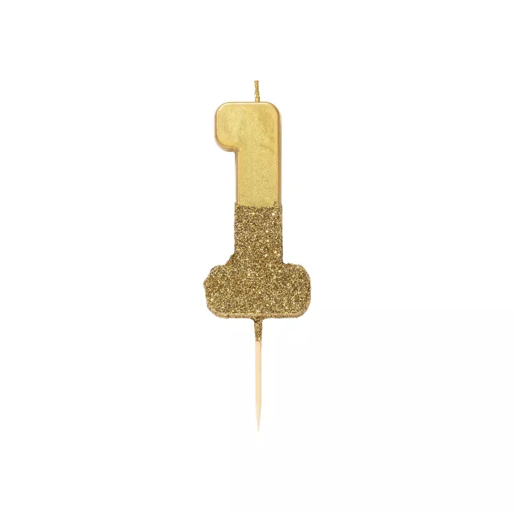 Bougie Chiffre dorée paillettes