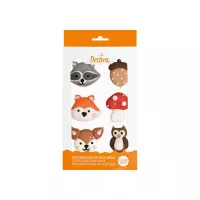 Decorações de açúcar em forma de animais da floresta