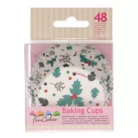 48 forminhas de cupcake com folhas de azevinho