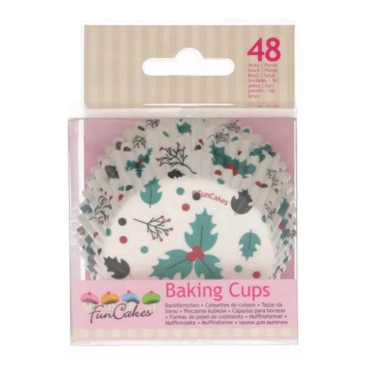 48 Caissettes à Cupcakes feuille de houx - FunCakes