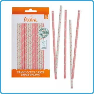 Pajitas con forma de estrella y lunares rosas
