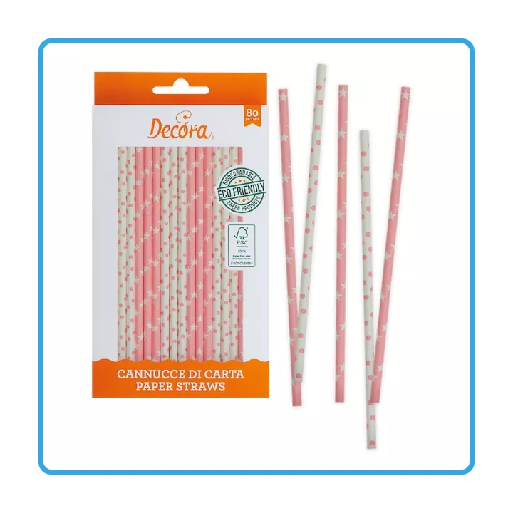 Pailles étoiles et pois roses