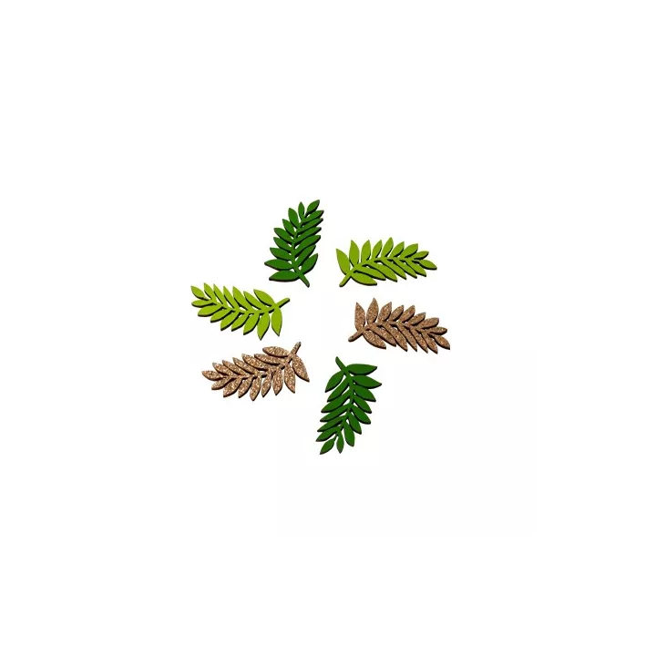 6 décos adhésives feuilles de laurier