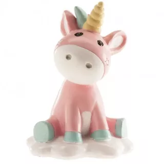 Figurine de baptême licorne assise