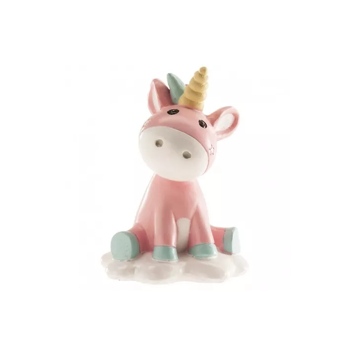 Figurine de baptême licorne assise