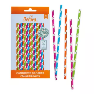 Pailles multicolores à pois blancs