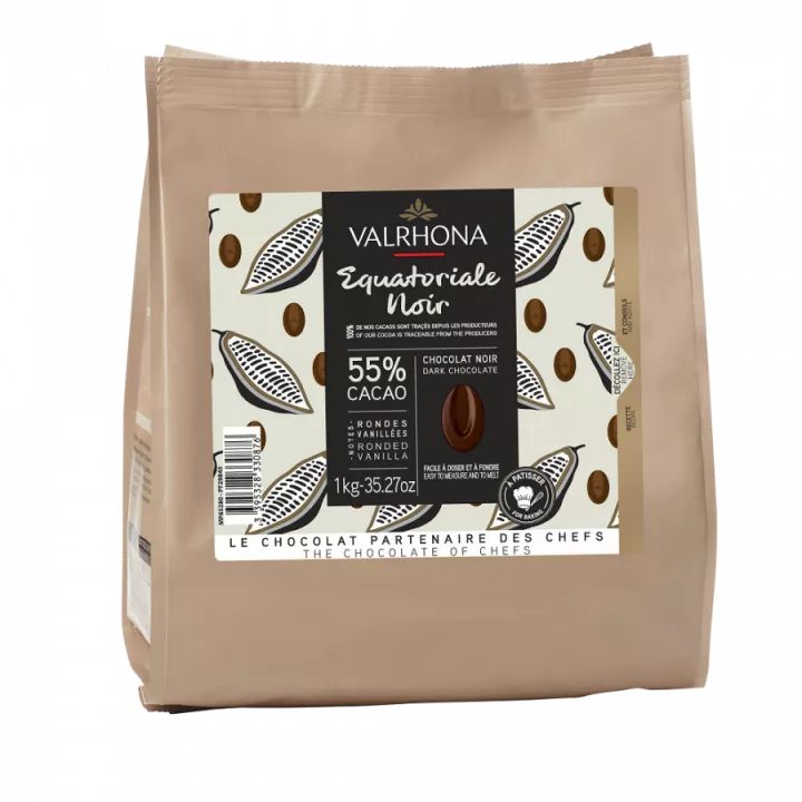 Fèves chocolat noir Valrhona Equatoriale 55% - 1kg