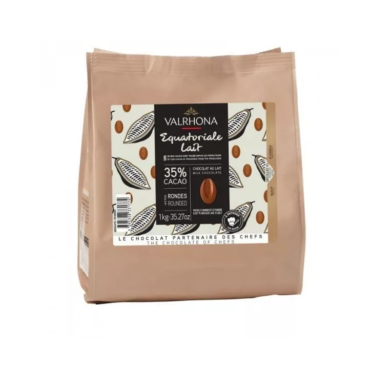 Fèves chocolat lait Valrhona Equatoriale 35% - 1kg