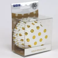 Bandejas de papel com bolinhas douradas (30 unidades)