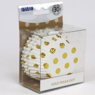 30 goldene Papiertabletts mit weißen Punkten