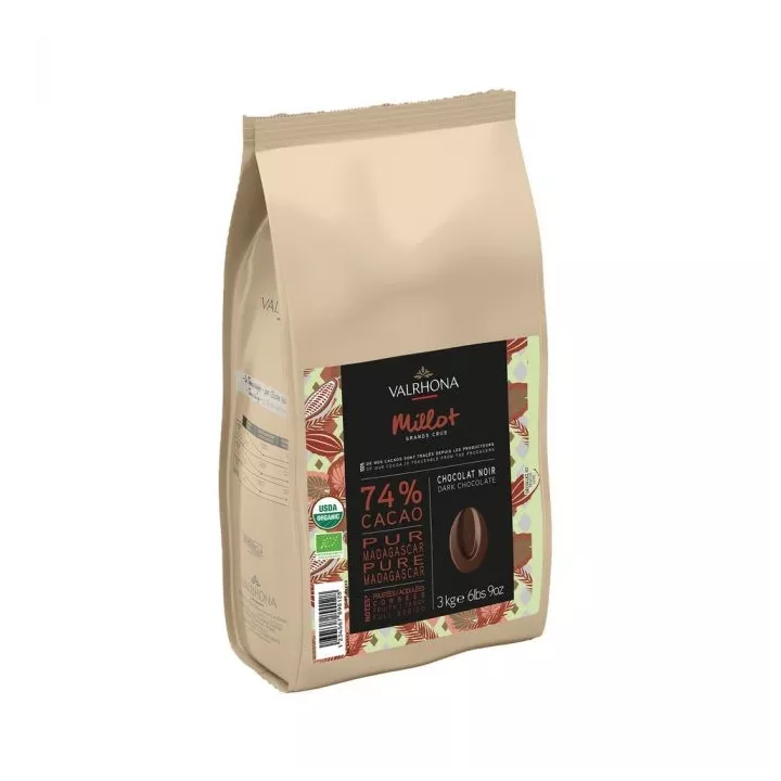 Millot 74% - Органические темные шоколадные зерна Valrhona 3 кг @