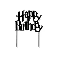 Topo de bolo de aniversário preto inspirado em Harry Potter