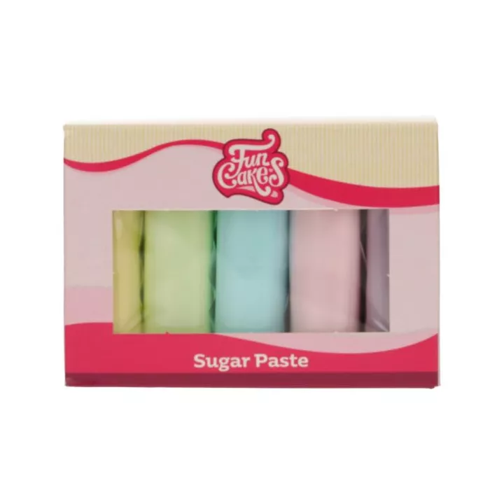 Kit pâte à sucre 5 couleurs pastels Funcakes