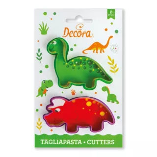 2 cortadores de galletas con forma de dinosaurio