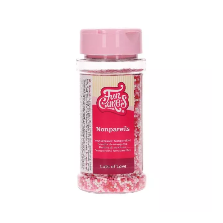 Micro billes en sucre rouge, rose et blanche