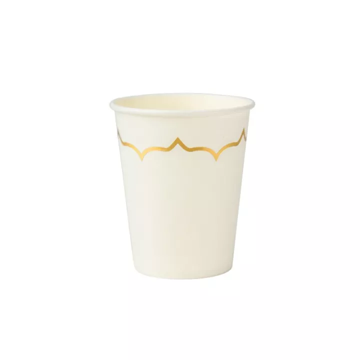 8 gobelets blanc liseré or
