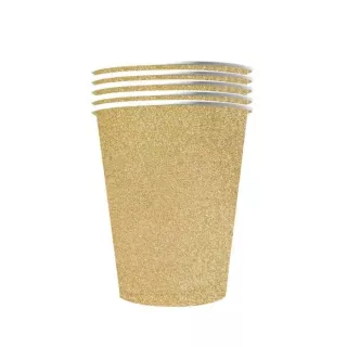 10 vasos con purpurina dorada