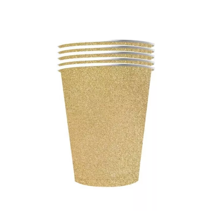 10 bicchieri con glitter dorati