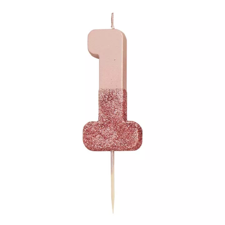 Bougie Chiffre rose Gold paillettes