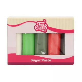 Kit pâte à sucre 5 couleurs Noël Funcakes