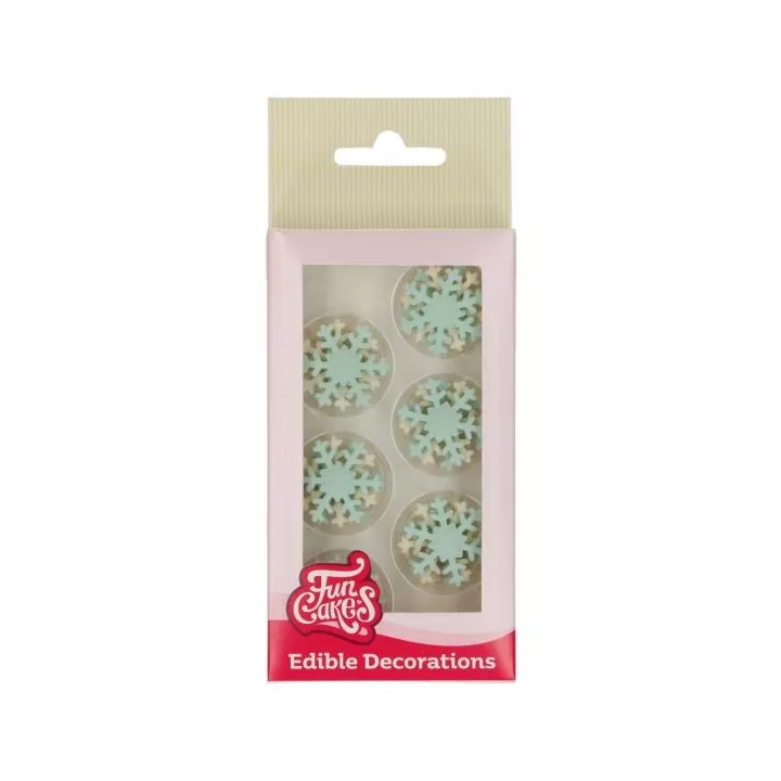 Décors flocons de neige bleu en pâte à sucre FunCakes