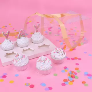 Caja de cristal para 6 muffins y cupcakes
