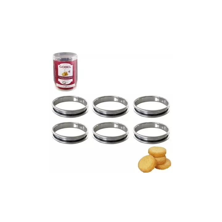 Box of 6 stainless steel rings for Breton shortbread cookies, Ø 60 mm, h 20 mm