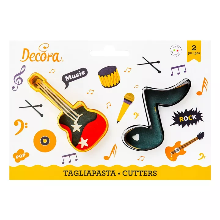 Tagliabiscotti a forma di chitarra e nota musicale