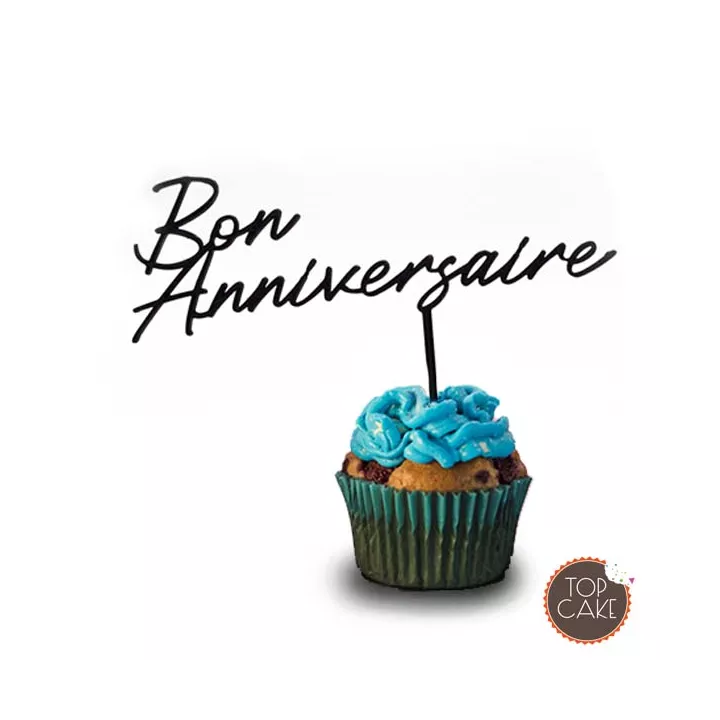Topper Bon anniversaire noir - TopCake