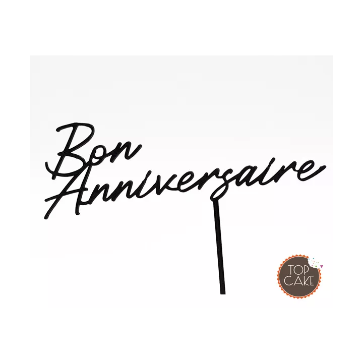 Topper Bon anniversaire noir - TopCake