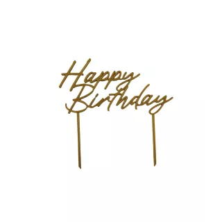 Topper dorato di buon compleanno - TopCake