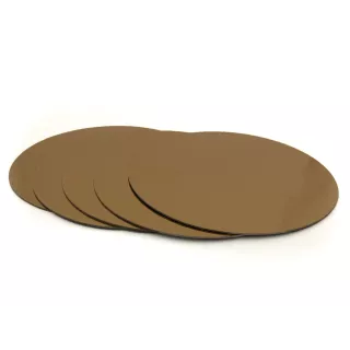 Base redonda de 14 cm em cartão dourado x 5