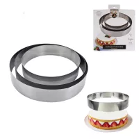 Conjunto de 3 aros para mousse em aço inoxidável, com 20, 23 e 26 cm.