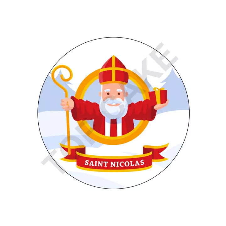 Disque en sucre Saint Nicolas 20 cm