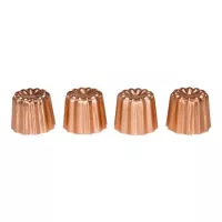Conjunto de 4 formas para canelé, 4,5 cm, em cobre.