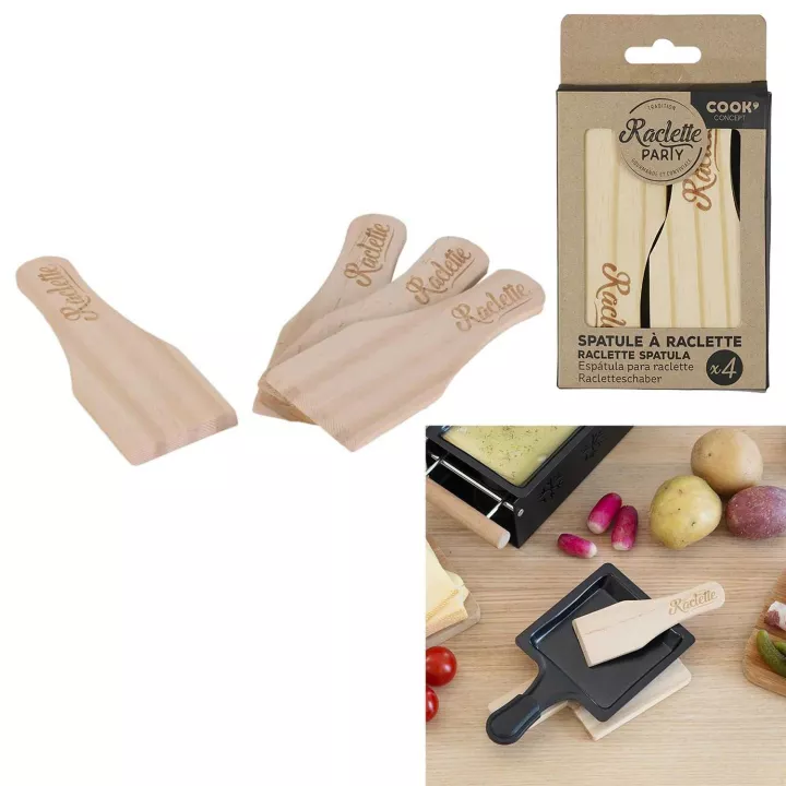4 Spatules à raclette en bois