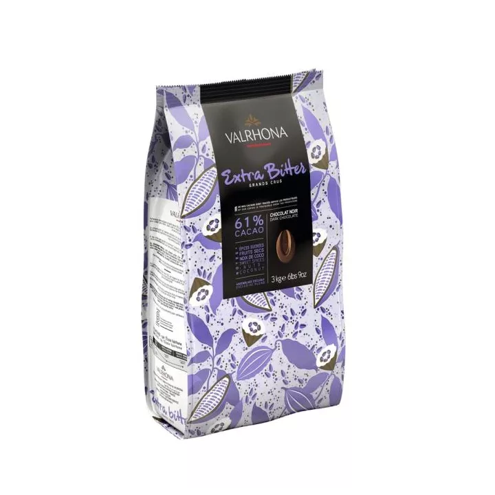 Extra Bitter 61% - Fèves chocolat Noir Valrhona 3kg @