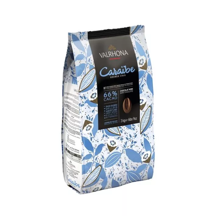 Valrhona Caraïbe 66 % dunkle Schokoladenbohnen 3 kg